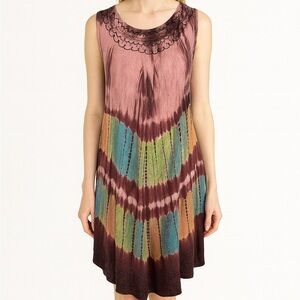 Women's Advance Apparels Dress Free Size Pink Tie Dye SleevelessAdvance Apparels